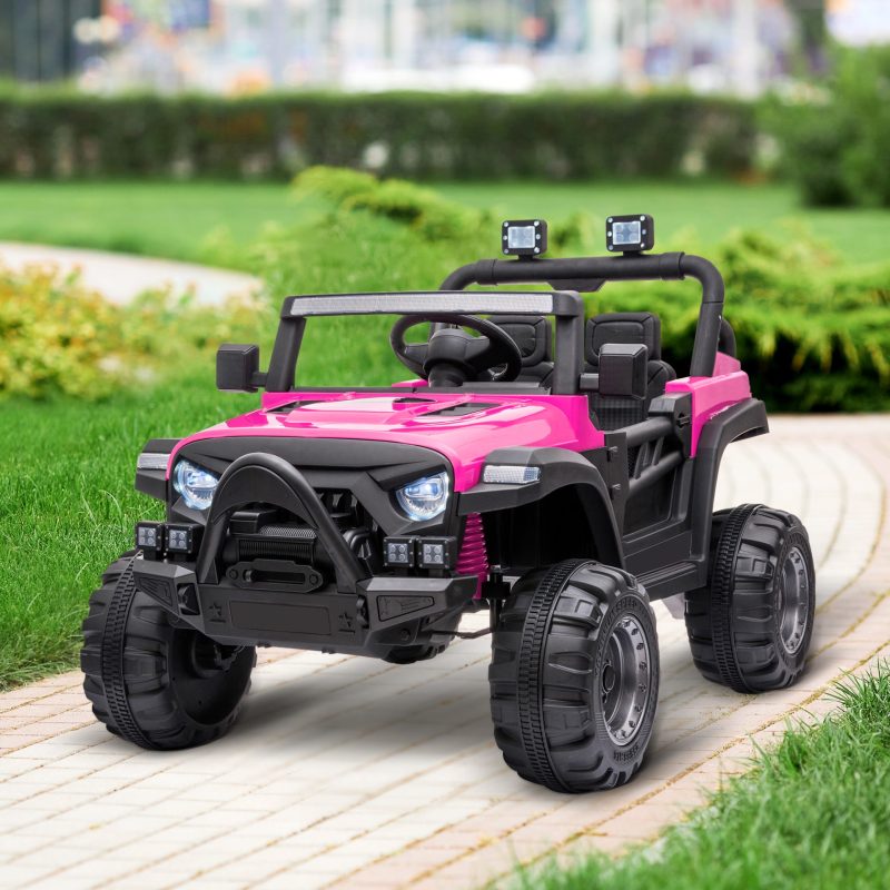 Tobbi 12 Volt Electric Remote Control Kids Toy Ride On Truck, Rose Red