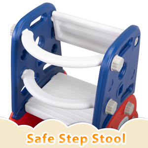 Nyeekoy 4 In 1 Kids Slide, Toddler Extra Long Slide with Basketball Hoop&Ball, Kids Kitchen Step Stool, Baby Eating High Chair