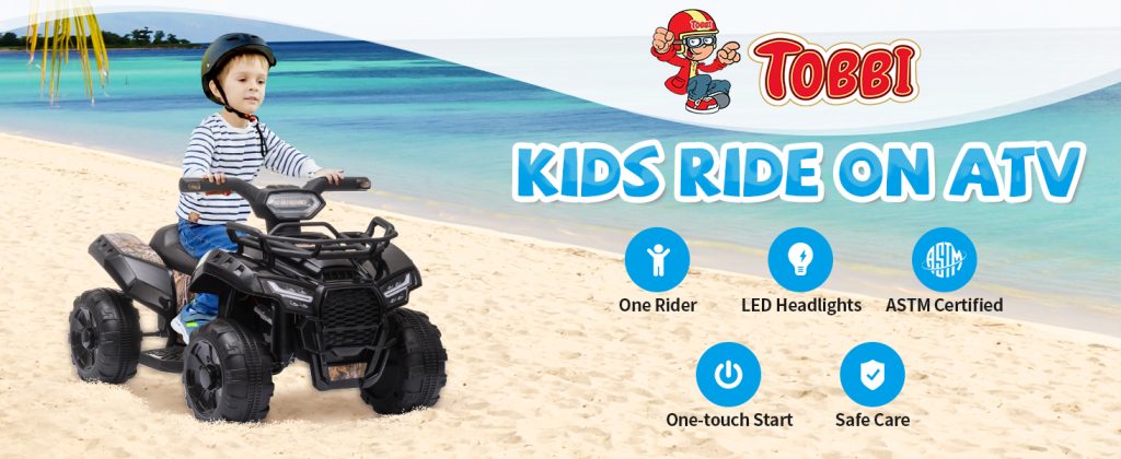 Tobbi 6V Kids Ride On ATV Toy Electric 4-Wheeler Quad Car with Front Storage Baskets, LED Light, Four Colors 9