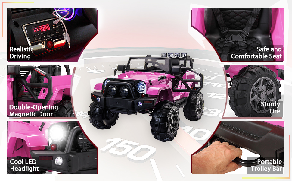 Tobbi 12V Jeep Kids Toy Electric Ride On Car Truck Battery Powered with Parental Remote, Pink TH17N0364AAnnie Jin970X6002