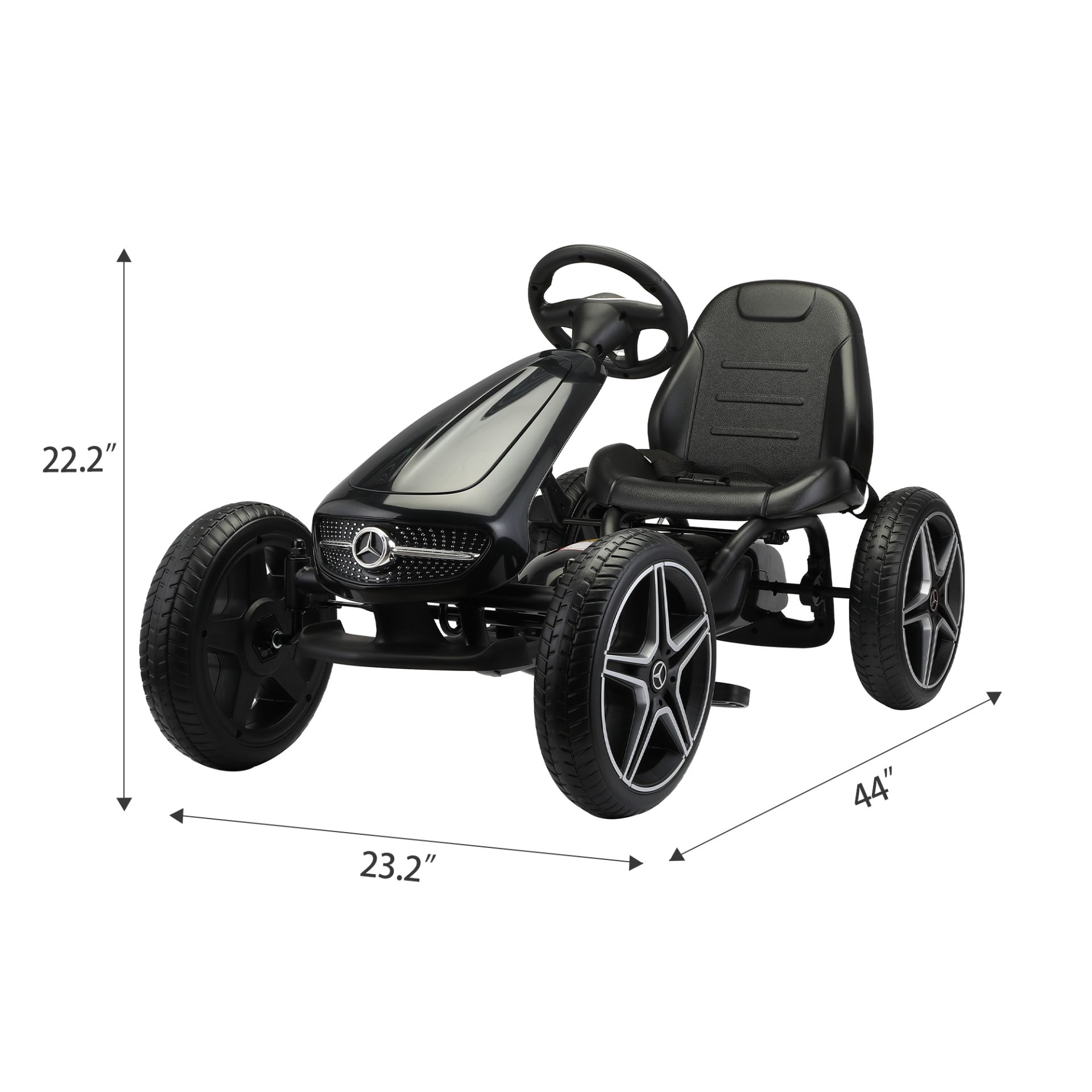 Bedankt Civiel Stereotype Tobbi Mercedes-Benz Kids Pedal Go Kart, 4 Wheel Pedal Powered Ride On Toy,  Black | TOBBI