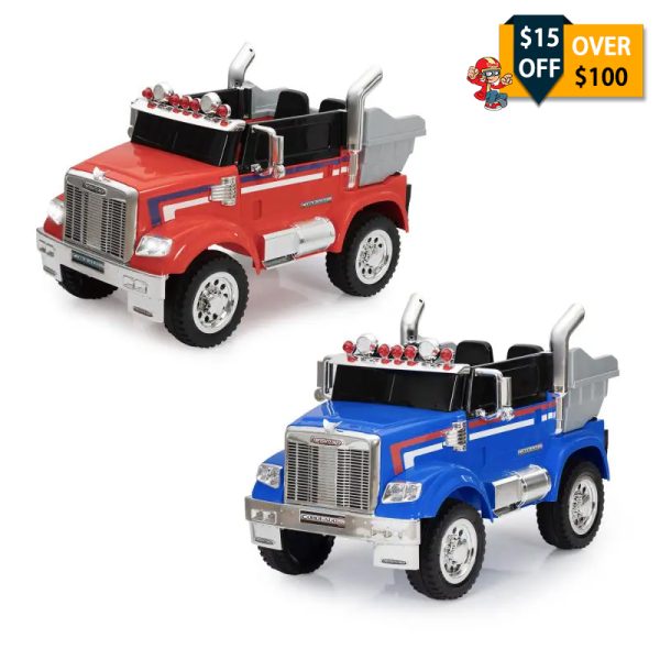 Tobbi 12V Toy Electric Licensed Freightliner, Kids Ride On Toy Car Battery Powered Dump Truck Tractor with Remote Control 1 Trucks & Jeeps