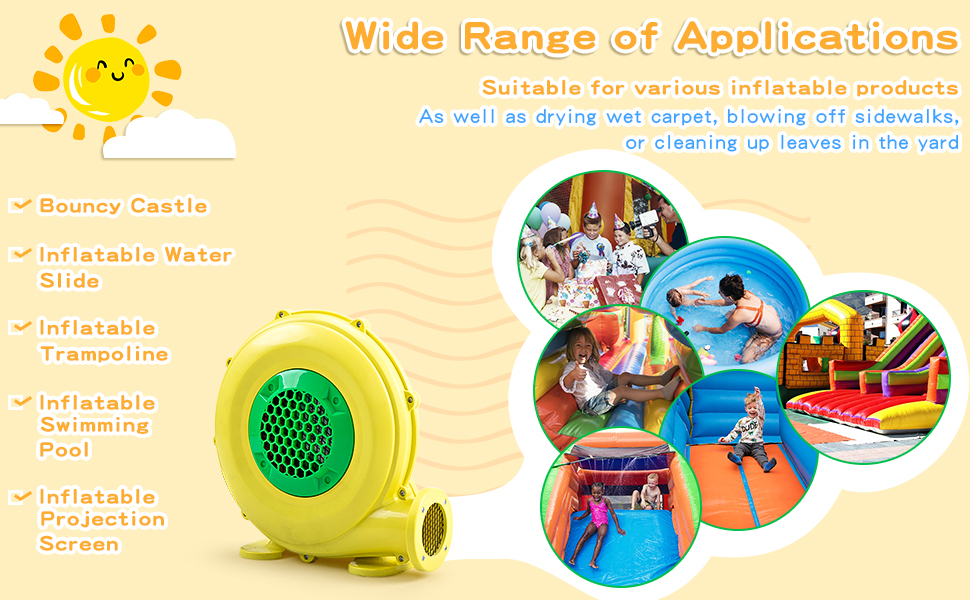 Nyeekoy 450W Air Blower for Inflatable Bounce House, Pump Fan forJumper, Water Slides, Bouncy Castle TH17T0188A970X600Sophia4