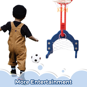 Nyeekoy 5 in 1 Toddler Slide and Swing Set, Toddler Outdoor Playset with Football Gate, Basketball Hoops, Kids Indoor Playground Toy, Red+Blue TH17Y0858AKira300X3006