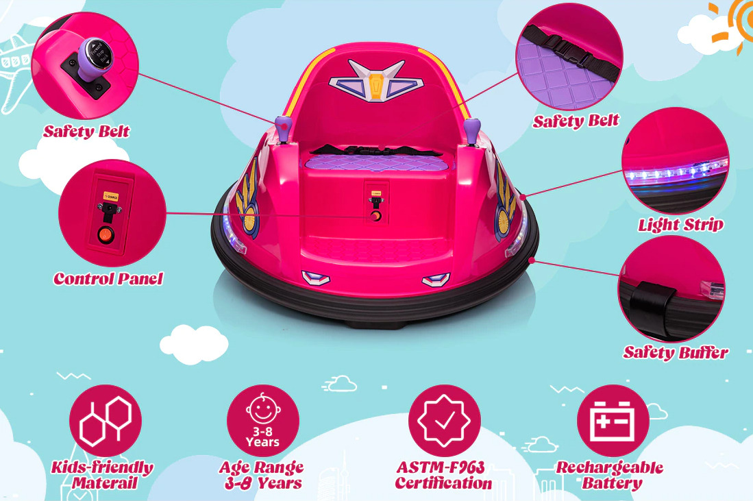 Tobbi 6V Electric Bumper Car for Kids w/ 360 Degree Spin 20220217144025