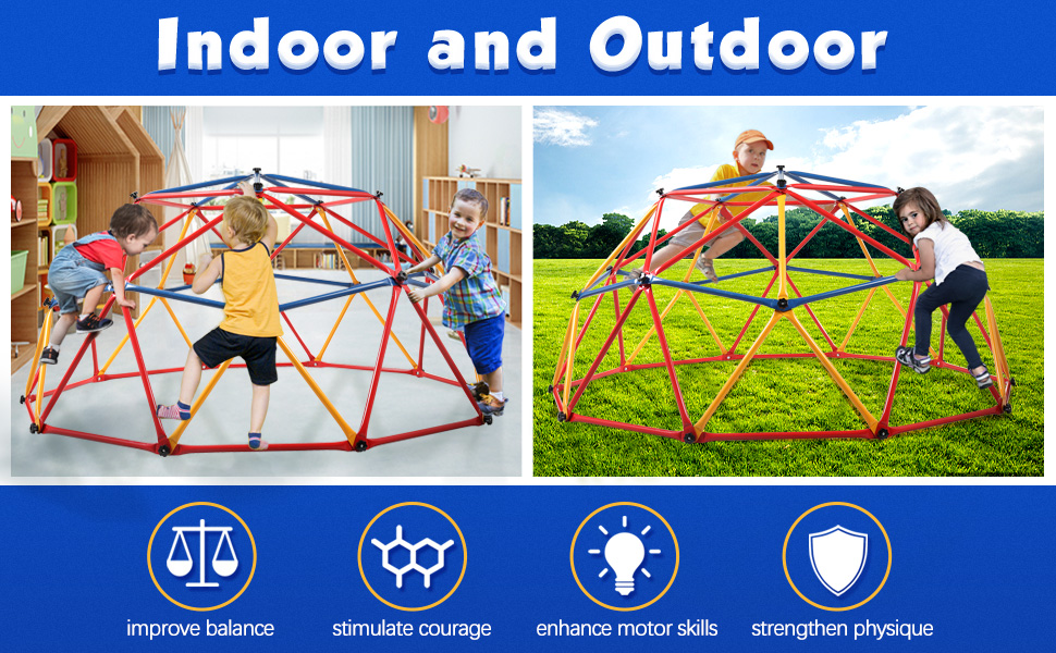 Nyeekoy Children’s Climbing Frame Universal Exercise Dome Climber Play Center Outdoor Playground For Fun, Red+Yellow+Blue TH17G0431ANancy Wang970X6002