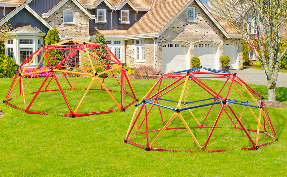 Nyeekoy Children’s Climbing Frame Universal Exercise Dome Climber Play Center Outdoor Playground For Fun, Red+Yellow+Blue