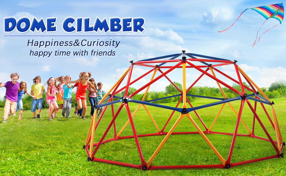 Nyeekoy Children’s Climbing Frame Universal Exercise Dome Climber Play Center Outdoor Playground For Fun, Red+Yellow+Blue TH17Y0318ANancy Wang970X6001