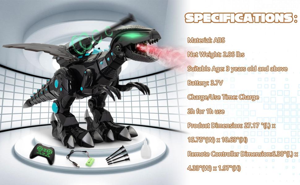 Nyeekoy Remote Control Dinosaur Robot, Intelligent Interactive Smart Toy with Singing, Dancing, Storytelling, Missiles Launching and Mist Spraying, Black 2dac1132 d01e 4b73 918d 086dfffe305e. CR00970600 PT0 SX970 V1