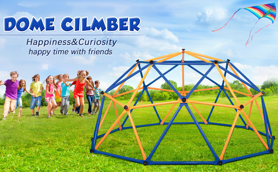 Nyeekoy Outdoor Backyard Climbing Frame Exercise Dome Climber Play Center for Kids from 3-10, Blue+Yellow TH17F0484ANancy Wang970X6001