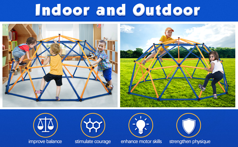 Nyeekoy Outdoor Backyard Climbing Frame Exercise Dome Climber Play Center for Kids from 3-10, Blue+Yellow TH17F0484ANancy Wang970X6002