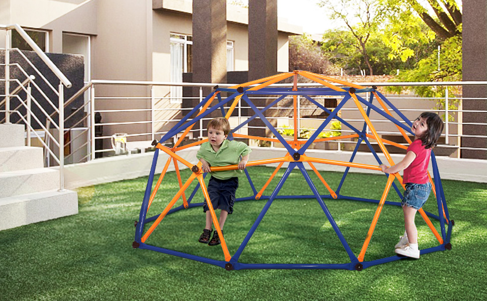 Nyeekoy Outdoor Backyard Climbing Frame Exercise Dome Climber Play Center for Kids from 3-10, Blue+Yellow TH17F0484ANancy Wang970X6003