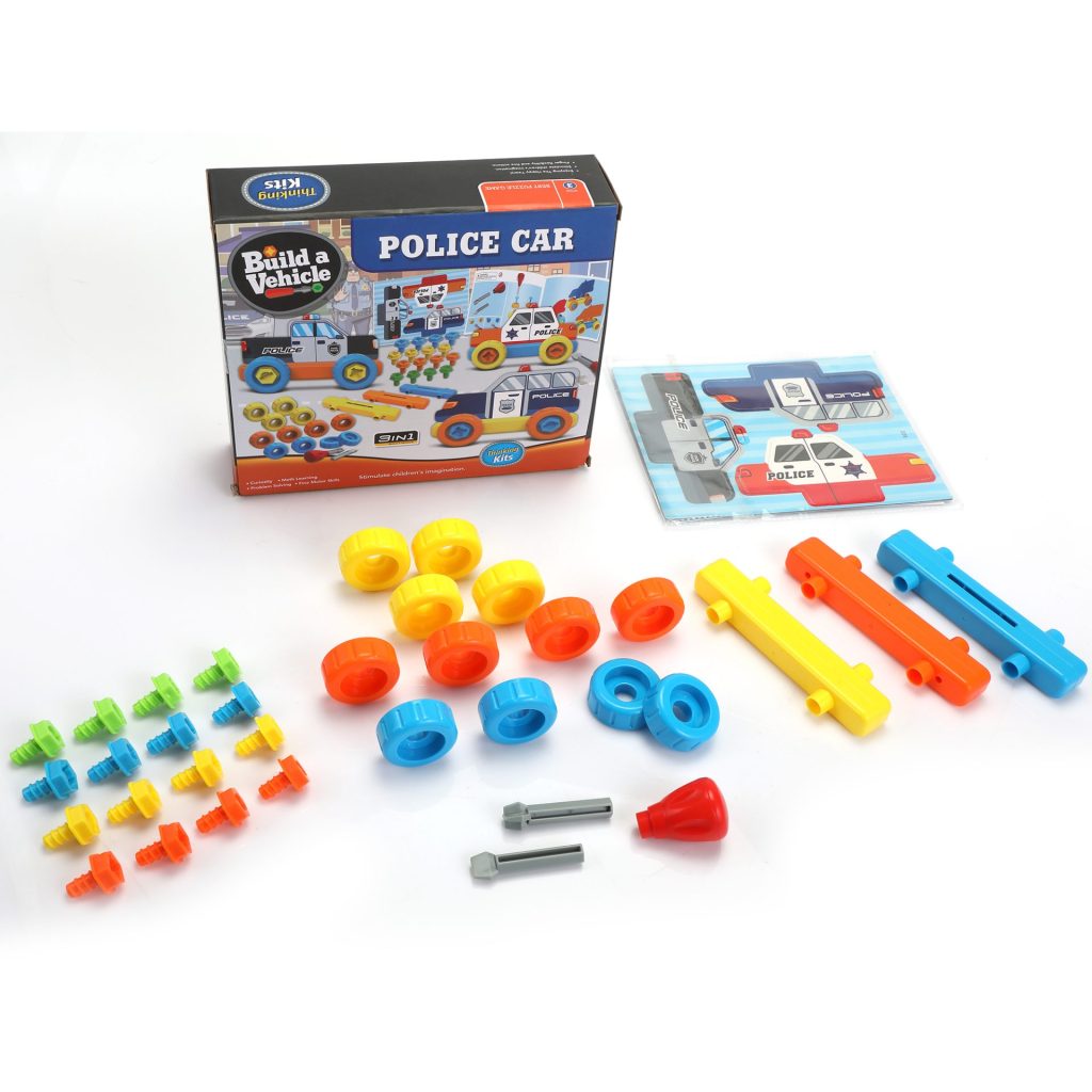 Nyeekoy Colorful DIY Puzzle Game, Assembly Police Car Series, for Toddler TH17G0647 5