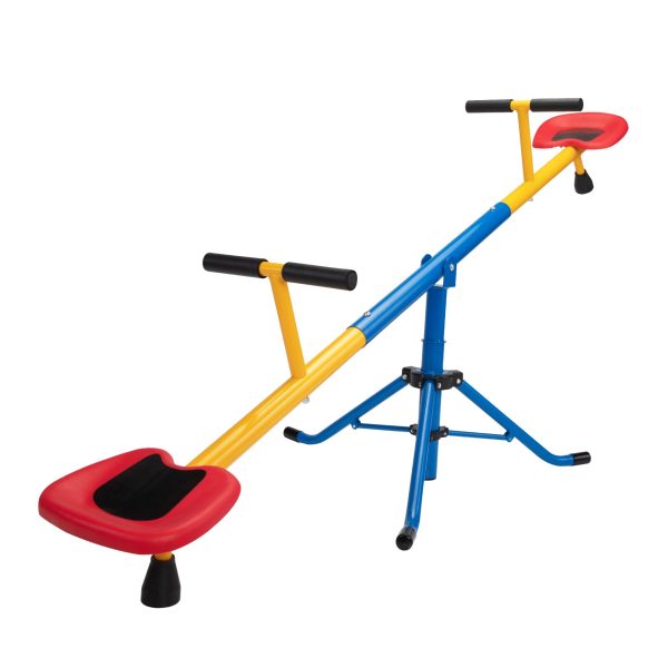 Nyeekoy Kids Swivel Seesaw Kids Ride On Spinning Toy with 360 Degrees Rotating Safe Stopper Pole, Red+Blue+Yellow TH17X0839 3