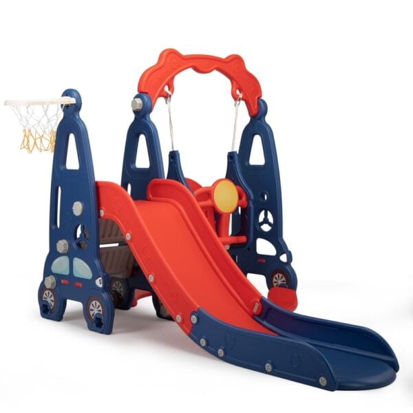 TOBBI & NYEEKOY 3-in-1 Swing and Slide Combo, Car-Themed Toddler Slide