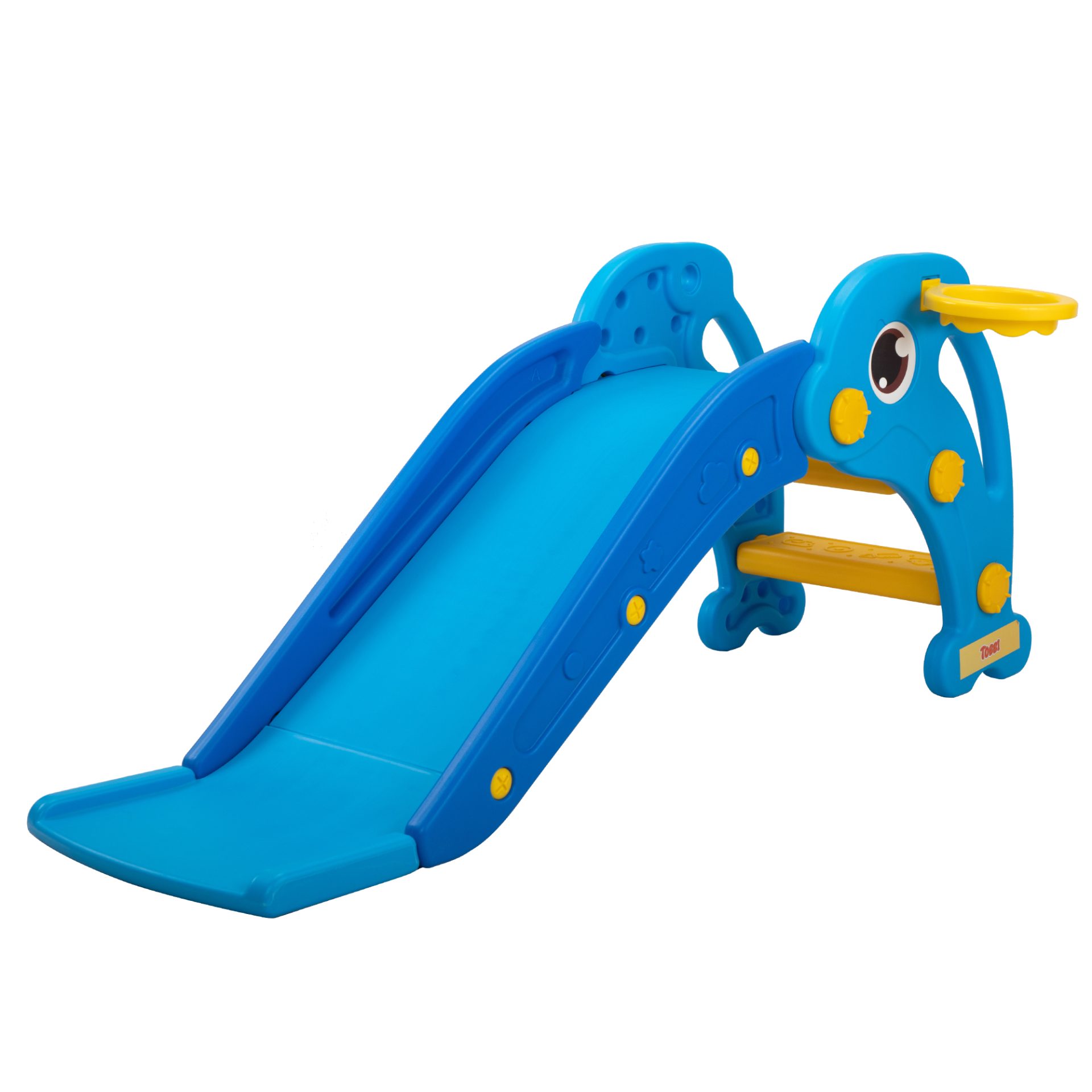 Nyeekoy 3 In 1 Toddler Slide, Kid’s Climbing Sliding Fun Toy w/ Basketball Hoop and Ball, Indoor and Outdoor, Sky Blue TH17Y08404