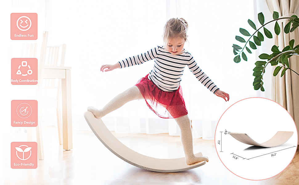 Nyeekoy 36" Arched Plywood Wobble Balance Board, Natural Wood Toy Teeter Board for Kids, Toddlers, Adults Yoga or Exercise e20e4315 10ff 4bfa a23b 541066f85306. CR00970600 PT0 SX970 V1