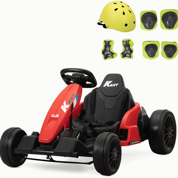 Tobbi 24V Electric Kids Go Kart, Battery Powered Drift Racing Ride On Toy Car with Protective Suits, Horn, MP3, Red+Black 71FjGDM GeL. AC SL1500 Go Karts