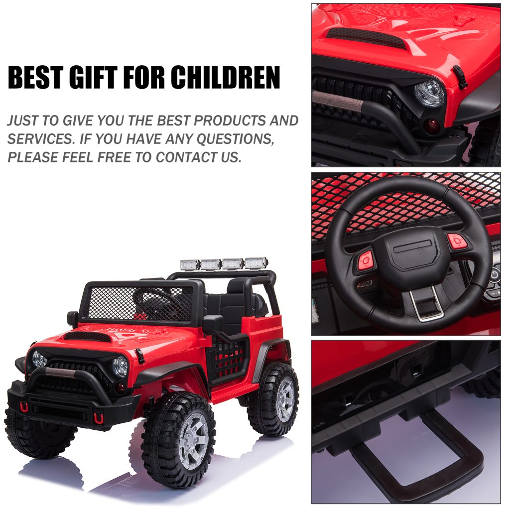 Tobbi 12V Ride On Truck Toy w/ Remote Control& Bluetooth, Red TH17T0836 zt 6