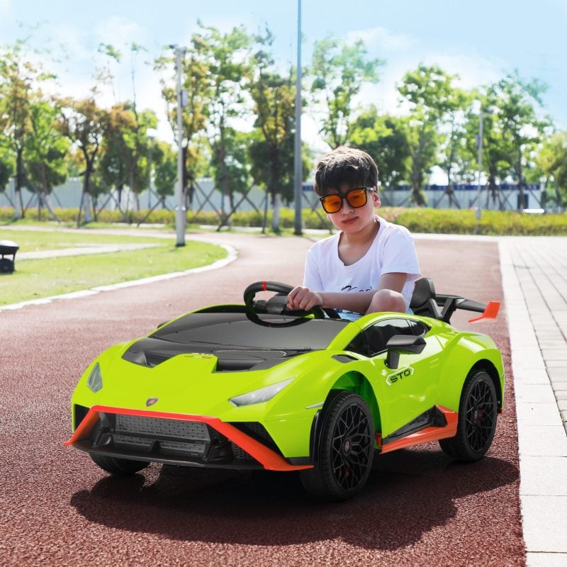 Tobbi 12V Licensed Lamborghini Sto Kids Electric Ride On Car, Battery Powered Toy Car with Remote Control, Green