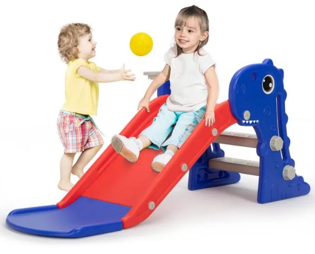 Kids are playing with kids slide.