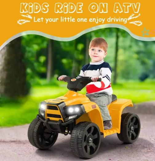 A kid is riding the kids ATV.