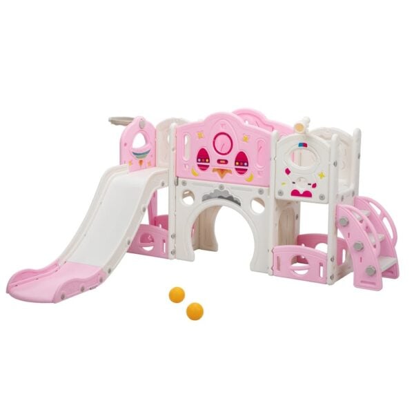 TOBBI & NYEEKOY 4-in-1 Rocket Slide Set, Large Indoor & Outdoor Toddler Slide Playset
