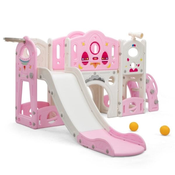TOBBI & NYEEKOY 4-in-1 Rocket Slide Set, Large Indoor & Outdoor Toddler Slide Playset