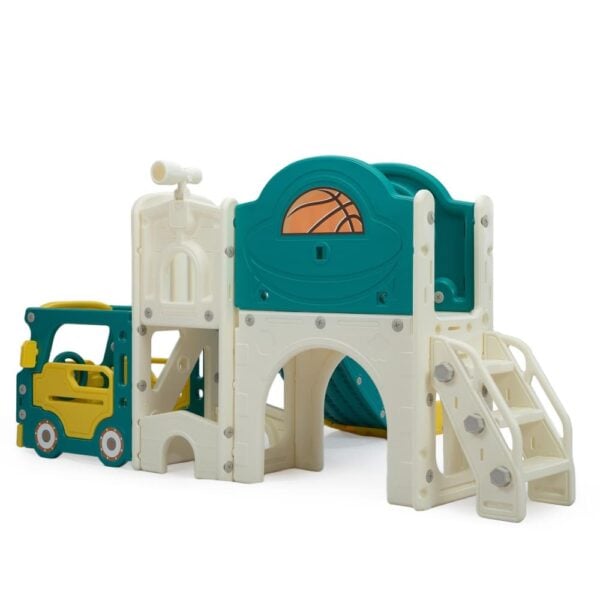 TOBBI & NYEEKOY 9-in-1 Bus-Themed Toddler Slide，Climber Playset