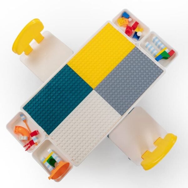 TOBBI & NYEEKOY Multi-Function Rectangular Kids Activity Table Set，DIY Blocks&Storage Chairs