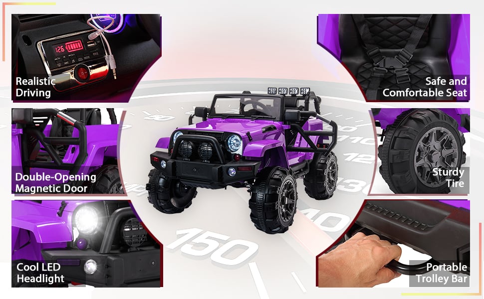 12V Battery Powered Electric Car Kids Ride on Stylish Truck W/Remote Control Purple 2c 1
