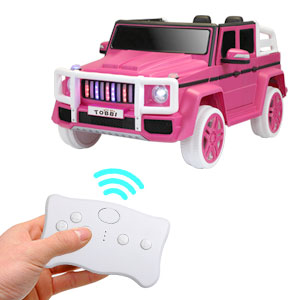 12V Kids Ride On Police Car with Remote Control, Siren Sounds Alarming Lights, Megaphone, Pink 2d