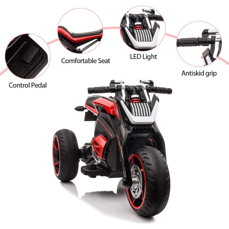 Tobbi 12V Kids Motorcycle Toy 3 Wheels Electric Trike 3 1 1