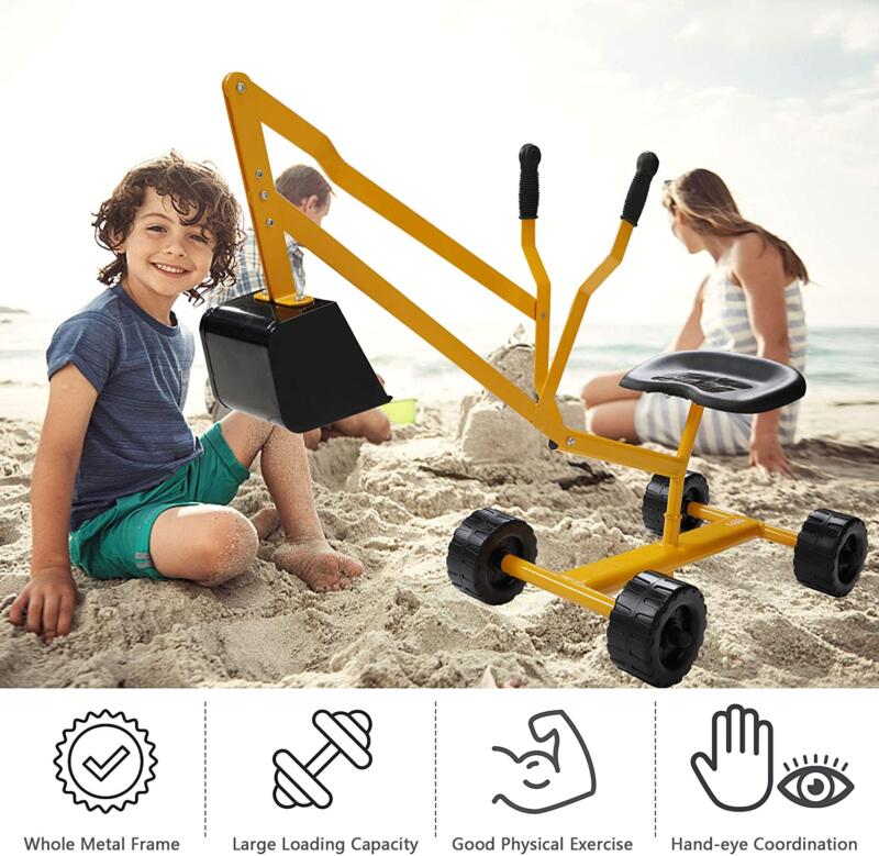 Tobbi Kids Ride On Sandbox Digger Toys Little Sandbox Excavator for Boys and Girls, Yellow 3 17