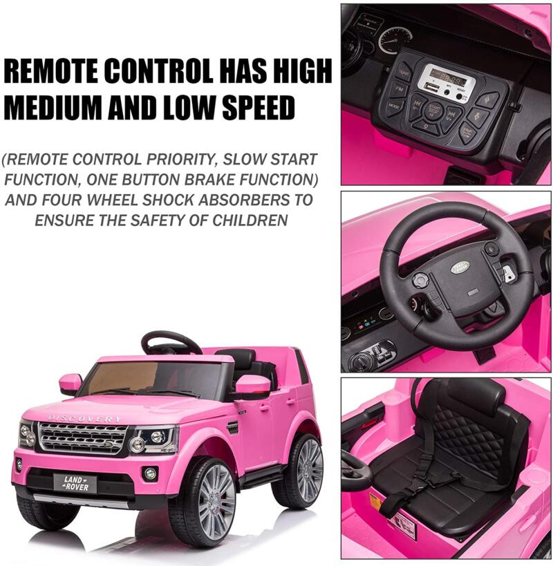 Tobbi 12V Licensed Land Rover Power Wheels Ride on SUV for Kids with Remote Control, Pink 3 27