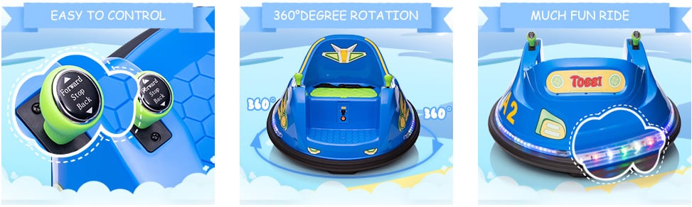 Tobbi 6V Electric Bumper Car for Kids w/ 360 Degree Spin 3 30 2
