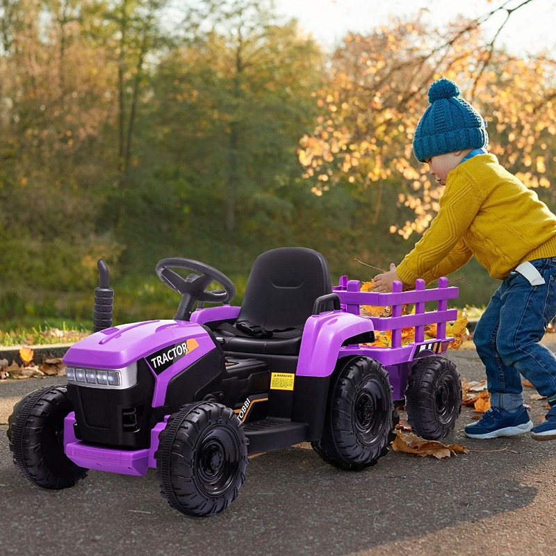Tobbi 12V Battery-Powered Electric Tractor Kids Ride on Toy Gift, Purple 3 42