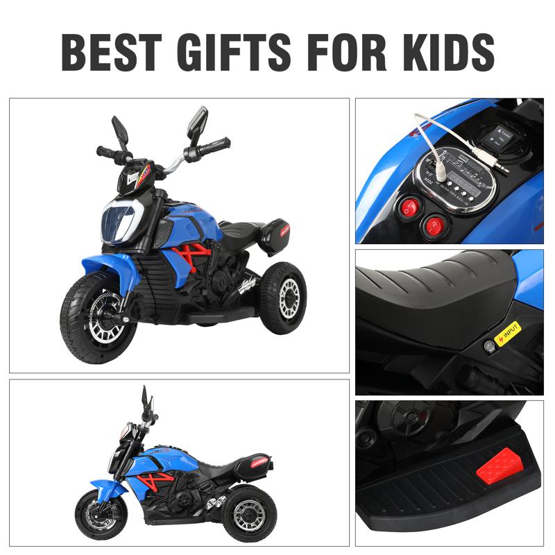Tobbi 6V Kids 3 Wheel Ride On Motorcycle for 3-6 Years, Blue 3 wheeled motorcycle blue 27