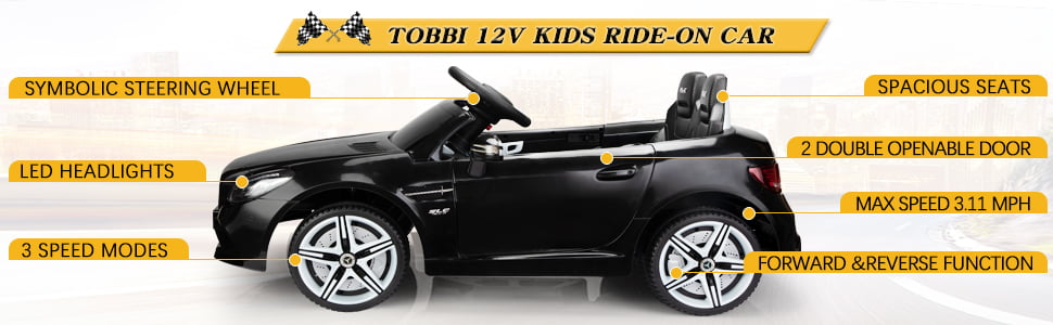 12V Kids Ride On Car Mercedes Benz Licensed Kids Electric car w/ LED Lights,Black 3d 2