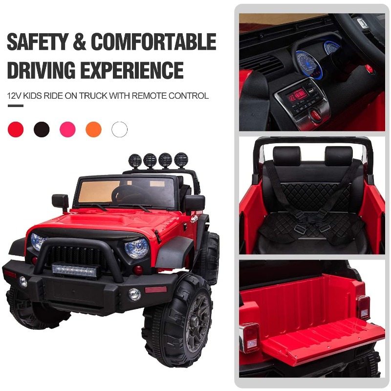 Tobbi Red Kids 12V Ride On Remote Control Jeep w/ 2 Seater 4 46