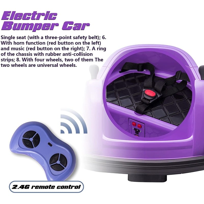 Tobbi Kid's Electric Ride On 360 Spin Bumper Car with Remote Control, Purple 4 66