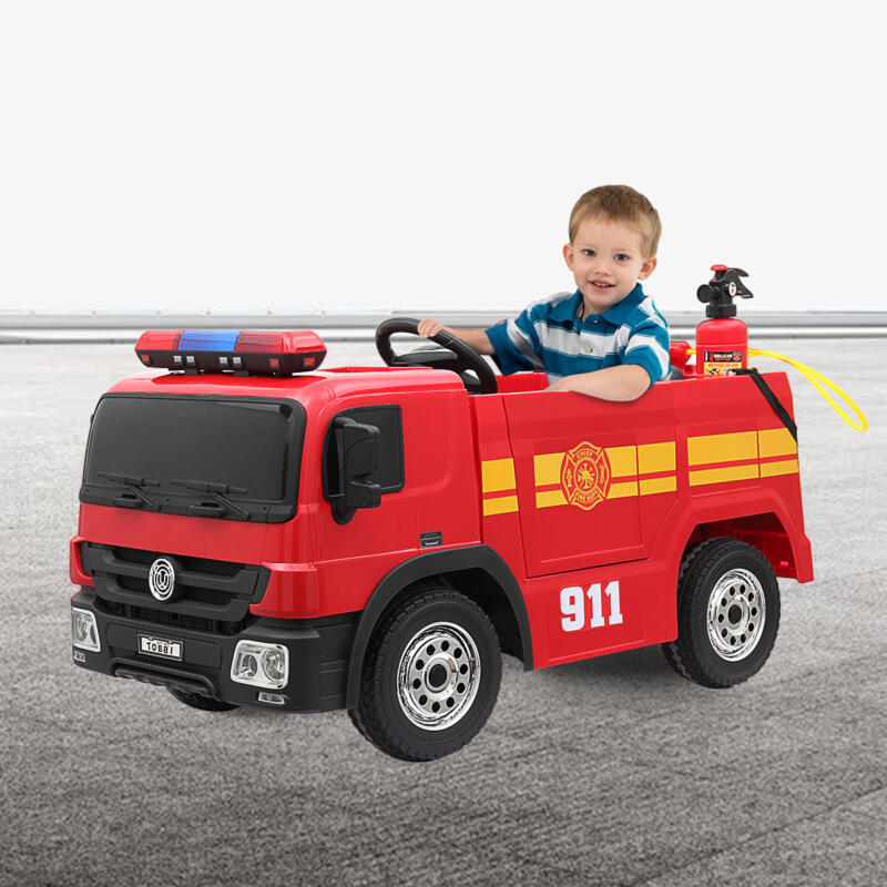 Tobbi 12V Kids Ride on Toys Fire Truck Real Driving Experience with Remote Control, Red 4 82