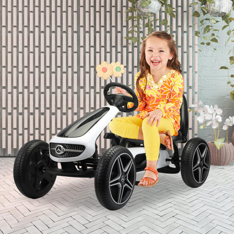Tobbi Mercedes Benz Kids Go Kart Ride On Car For Children, White 4 85