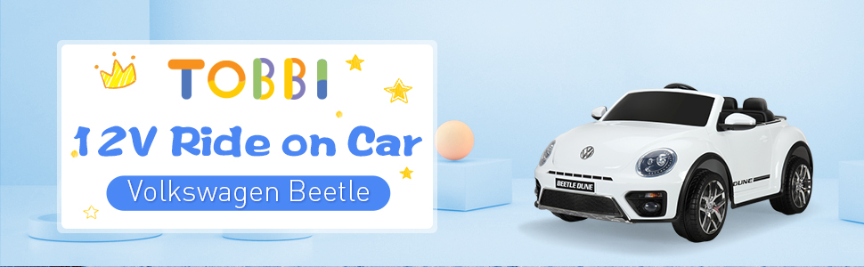 12V Licensed Volkswagen Beetle Dune Electric Cars for Kids with Remote Control, White 4a 1