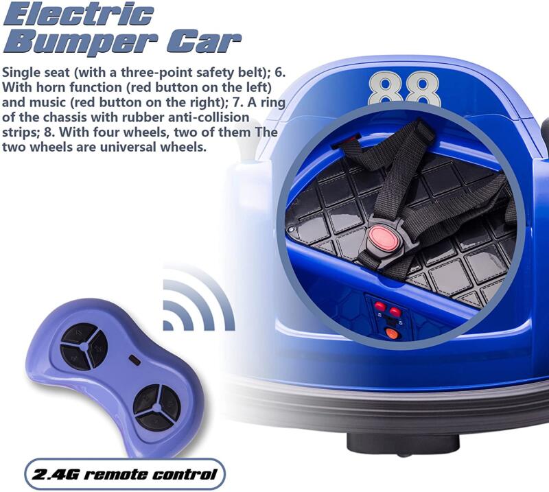 Tobbi 6V Electric Baby Bumper Car with Remote Control, Dark Blue 5 27