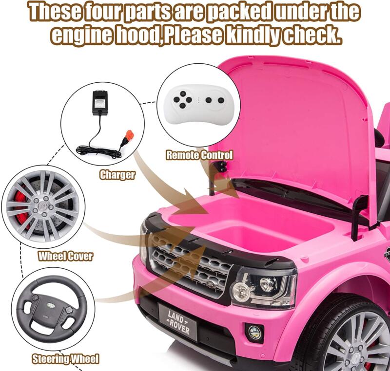 Tobbi 12V Licensed Land Rover Power Wheels Ride on SUV for Kids with Remote Control, Pink 6 30