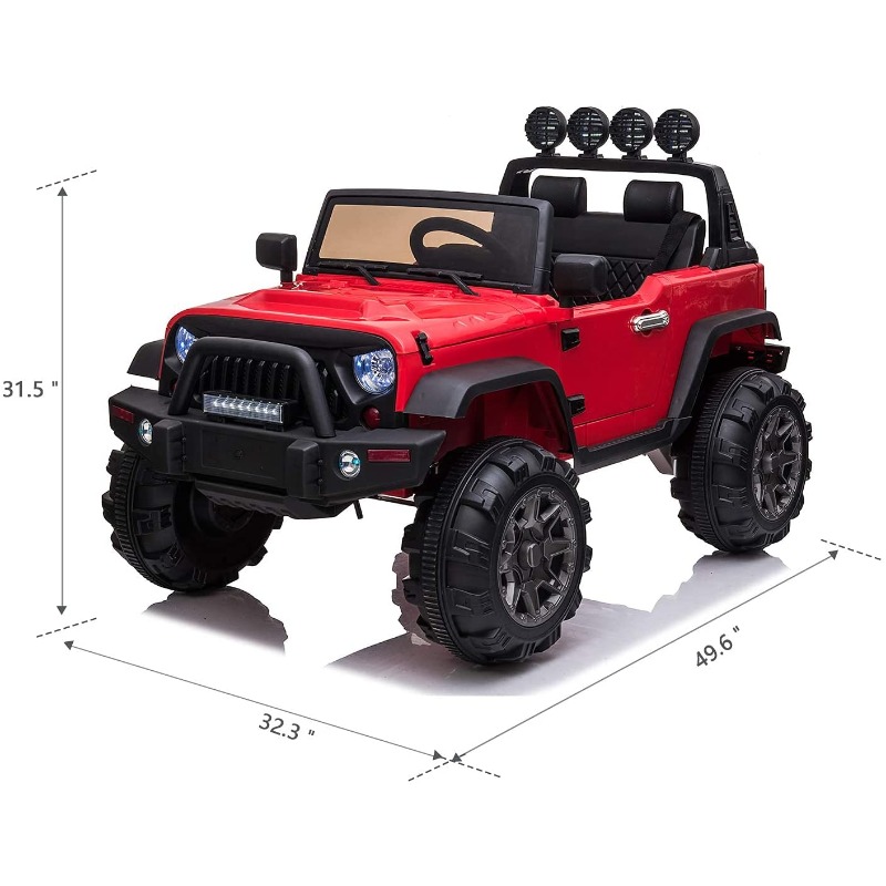 Tobbi Red Kids 12V Ride On Remote Control Jeep w/ 2 Seater 6 45