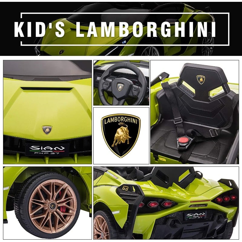 Tobbi 12V Licensed Lamborghini Sian Children’s Electric Ride On Car, Green 6 48