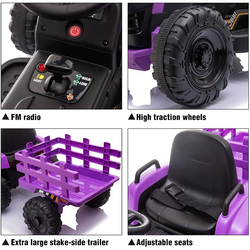 Tobbi 12V Battery-Powered Electric Tractor Kids Ride on Toy Gift, Purple 6 51