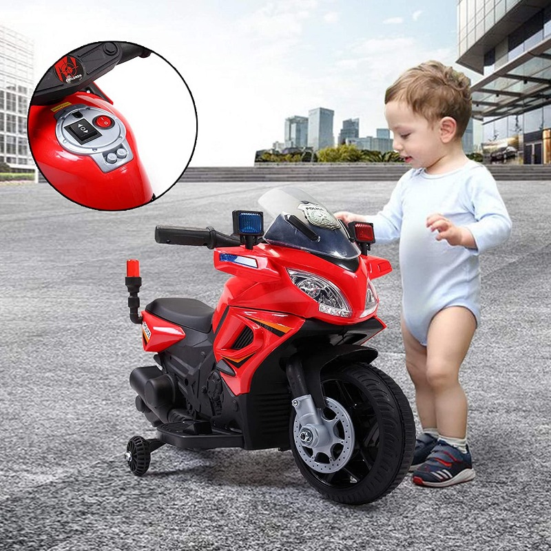 Tobbi Kids Ride On Motorcycle 4 Wheeler Battery Powered Police Motorcycle for 2-4 Years 6 71